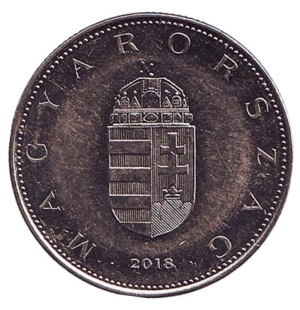 Монета 10 форинтов. 2018 год, Венгрия.