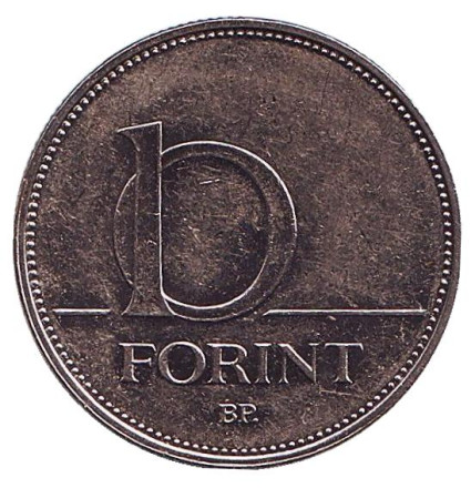 Монета 10 форинтов. 2018 год, Венгрия.