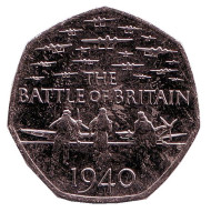 Монета 50 пенсов. 2015 год, Великобритания. 75 лет Битве за Британию. JC. Монета 50 пенсов. 2015 год, Великобритания. 75 лет Битве за Британию. JC.