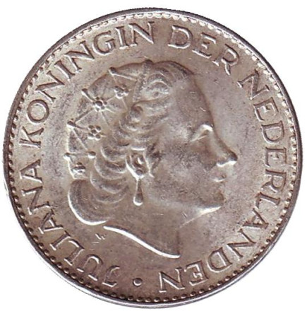 Монета 1 гульден. 1964 год, Нидерланды. Монета 1 гульден. 1964 год, Нидерланды.