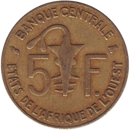 Монета 5 франков. 1996 год, Западные Африканские Штаты.