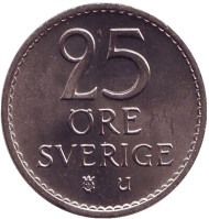 Монета 25 эре. 1972 год, Швеция. UNC. Монета 25 эре. 1972 год, Швеция. UNC.