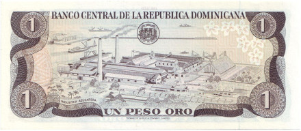 Банкнота 1 песо. 1981 год, Доминиканская Республика.