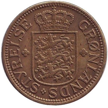 Монета 50 эре. 1926 год, Гренландия. Белый медведь.