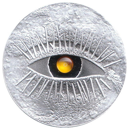 Монета 1 лат. 2010 год, Латвия. Янтарная монета.