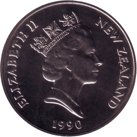 Монета 1 доллар. 1990 год, Новая Зеландия. 150 лет подписанию Договора Вайтанги.