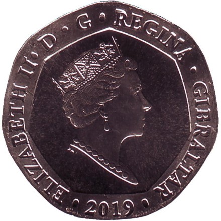 Монета 20 пенсов. 2019 год, Гибралтар. Триатлон. Островные игры.