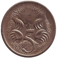 Монета 5 центов. 2000 год, Австралия. Ехидна. Монета 5 центов. 2000 год, Австралия. Ехидна.