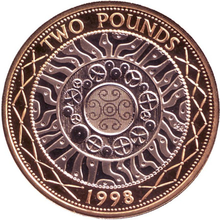 Монета 2 фунта, 1998 год, Великобритания. Proof.