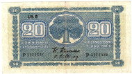 Банкнота 20 марок. 1945 год, Финляндия. (Litt. B) Банкнота 20 марок. 1945 год, Финляндия. (Litt. B)