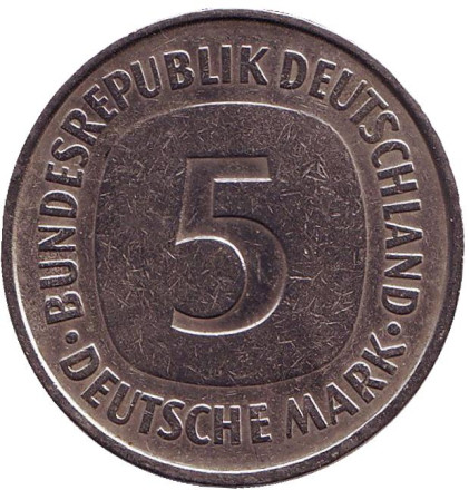 Монета 5 марок. 1978 год (F), ФРГ.