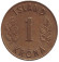 Монета 1 крона. 1965 год, Исландия.