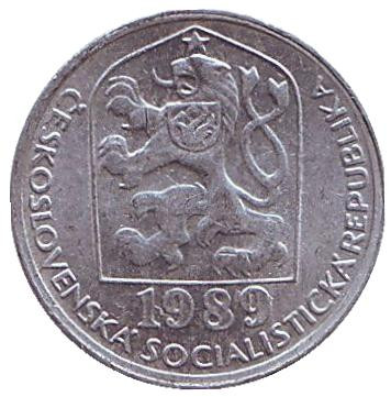 Монета 5 геллеров. 1989 год, Чехословакия.