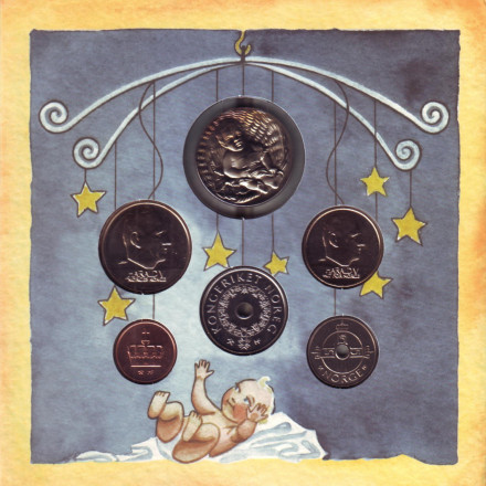 "С днем рождения!". Подарочный набор монет Норвегии в буклете. 2002 год, Норвегия.