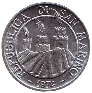 Монета 1 лира. 1974 год, Сан-Марино. Муравей. Монета 1 лира. 1974 год, Сан-Марино. Муравей.