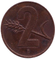 Монета 2 раппена. 1963 год, Швейцария. Монета 2 раппена. 1963 год, Швейцария.
