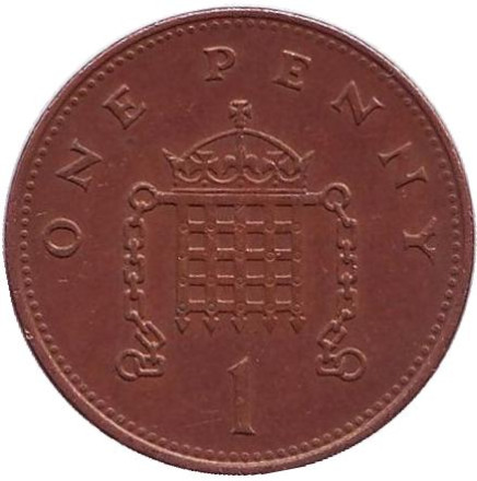 Монета 1 пенни. 1992 год, Великобритания. (Магнитная)