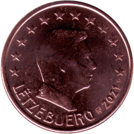Монета 5 центов. 2021 год, Люксембург.