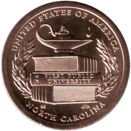 Монета 1 доллар. 2021 год (P), США. Первый государственный университет. Серия "Американские инновации". Штат Северная Каролина.