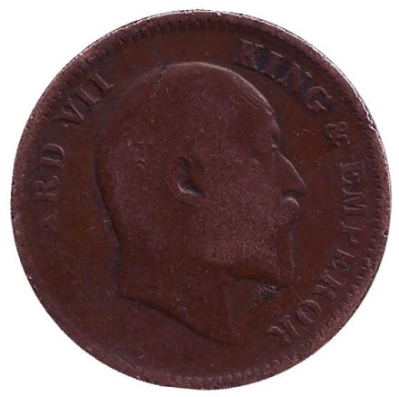 Монета 1/4 анны. 1906 год, Индия Британская. (Бронза, 4.83 гр.)