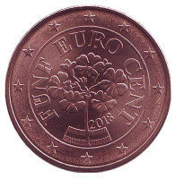 Монета 5 центов. 2018 год, Австрия.