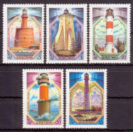 Марки почтовые. Серия из 5 штук. 1983 год, СССР. Маяки СССР. Марки почтовые. Серия из 5 штук. 1983 год, СССР. Маяки СССР.