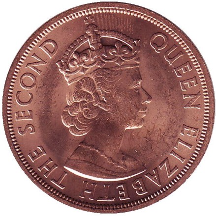 Монета 2 цента. 1965 год, Восточно-Карибские государства. UNC.