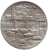Монета 25 марок. 1979 год, Финляндия. 750 лет городу Турку.