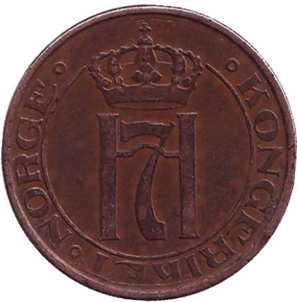 Монета 2 эре. 1947 год, Норвегия. Монета 2 эре. 1947 год, Норвегия.
