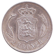 Монета 2 кроны. 1916 год, Дания. Король Кристиан X. Монета 2 кроны. 1916 год, Дания. Король Кристиан X.