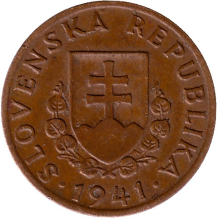 Монета 20 геллеров. 1941 год, Словакия. Замок в Нитре. (Нитрьянский Град). Монета 20 геллеров. 1941 год, Словакия. Замок в Нитре. (Нитрьянский Град).
