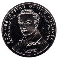 Монета 10 евро. 2013 год, Германия. 200-летие со дня рождения Георга Бюхнера. Монета 10 евро. 2013 год, Германия. 200-летие со дня рождения Георга Бюхнера.