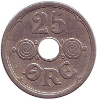 Монета 25 эре. 1926 год, Дания. Монета 25 эре. 1926 год, Дания.