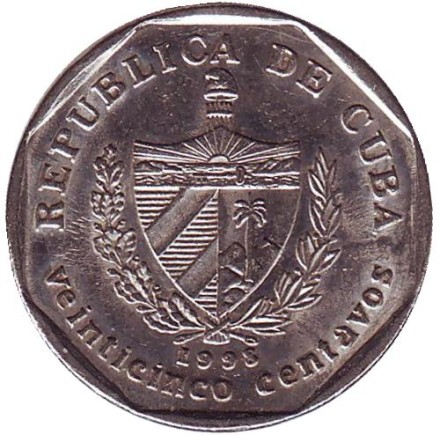 Монета 25 сентаво. 1998 год, Куба. Город-музей Тринидад.