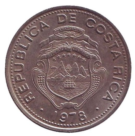 Монета 25 сантимов. 1978 год, Коста-Рика. Монета 25 сантимов. 1978 год, Коста-Рика.