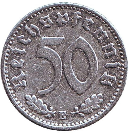 Монета 50 рейхспфеннигов. 1935 год (Е), Третий Рейх (Германия).
