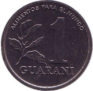 Монета 1 гуарани. 1988 год, Парагвай. Монета 1 гуарани. 1988 год, Парагвай.