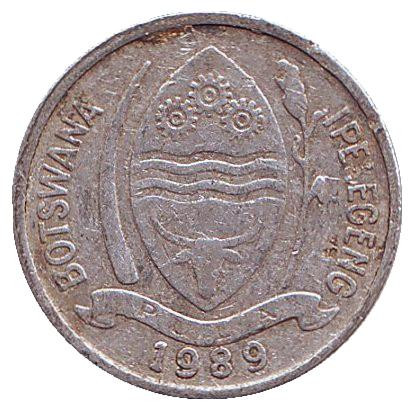 Монета 1 тхебе. 1989 год, Ботсвана. Турако. Монета 1 тхебе. 1989 год, Ботсвана. Турако.