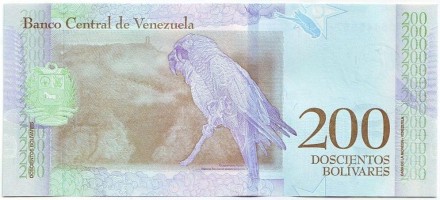 Банкнота 200 боливаров. 2018 год, Венесуэла. Дата 13-03-2018.