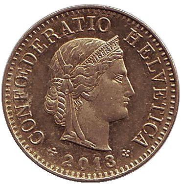 Монета 5 раппенов. 2013 год, Швейцария. Монета 5 раппенов. 2013 год, Швейцария.