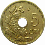 Монета 5 сантимов. 1932 год, Бельгия. (Звезда на реверсе)  Монета 5 сантимов. 1932 год, Бельгия. (Звезда на реверсе)