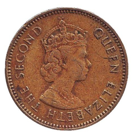 Монета 10 центов. 1965 год, Гонконг. (KN). Монета 10 центов. 1965 год, Гонконг. (KN).