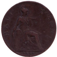 Монета 1/2 пенни. 1898 год, Великобритания. Монета 1/2 пенни. 1898 год, Великобритания.
