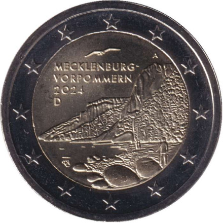 Монета 2 евро. 2024 год (A), Германия. Холм Кёнигсштуль. Мекленбург-Передняя Померания.