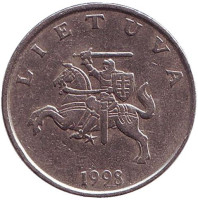 Рыцарь. Монета 1 лит. 1998 год, Литва.