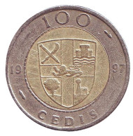 Монета 100 седи. 1997 год, Гана. Монета 100 седи. 1997 год, Гана.