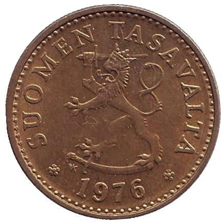 Монета 10 пенни. 1976 год, Финляндия. Монета 10 пенни. 1976 год, Финляндия.
