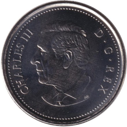 Монета 25 центов. 2024 год, Канада. Карл III. Монета 25 центов. 2024 год, Канада. Карл III.