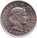 Монета 10 раппенов. 1921 год, Швейцария. XF. Монета 10 раппенов. 1921 год, Швейцария. XF.