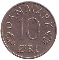 Монета 10 эре. 1983 год, Дания. Монета 10 эре. 1983 год, Дания.